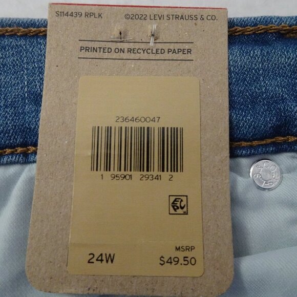 Levi's Bermuda Shorts Women's Plus Size 24W Blue Denim Stretch Rolled Cuff - Picture 9 of 11